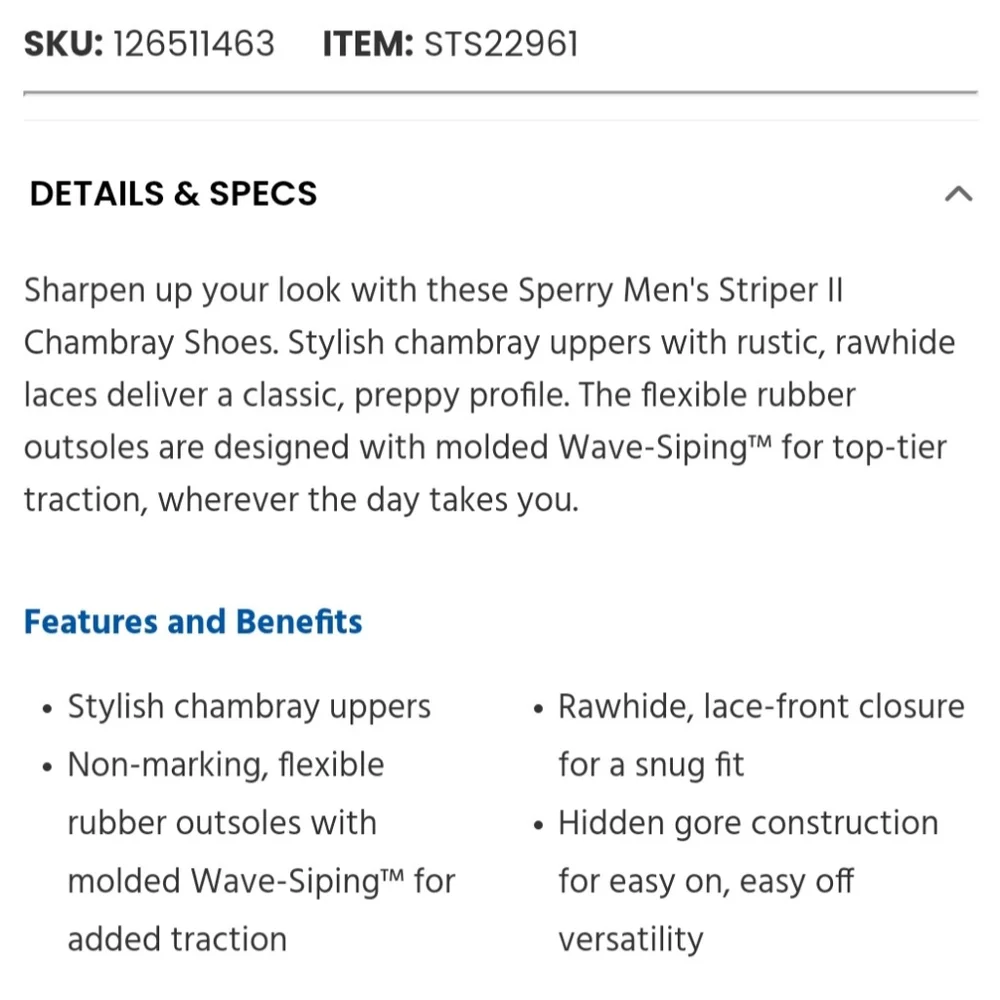 Sperry Men's Striper II Chambray Sneaker